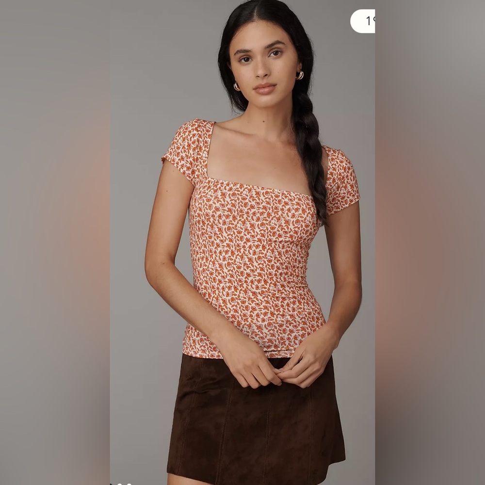Reformation Bardot Square Neck Top Women Small Boho Cottage *NOTE